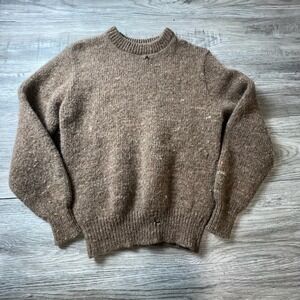 Winona Knits Sweater Mens M Brown Pure Wool Crewneck Made in USA Vintage 1960s